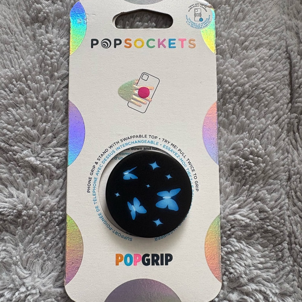 PopSockets PopGrip with Blue Butterfly Design